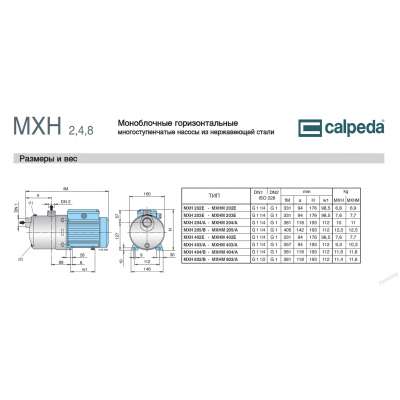 Горизонтальный многоступенчатый насосный агрегат Calpeda MXH 204